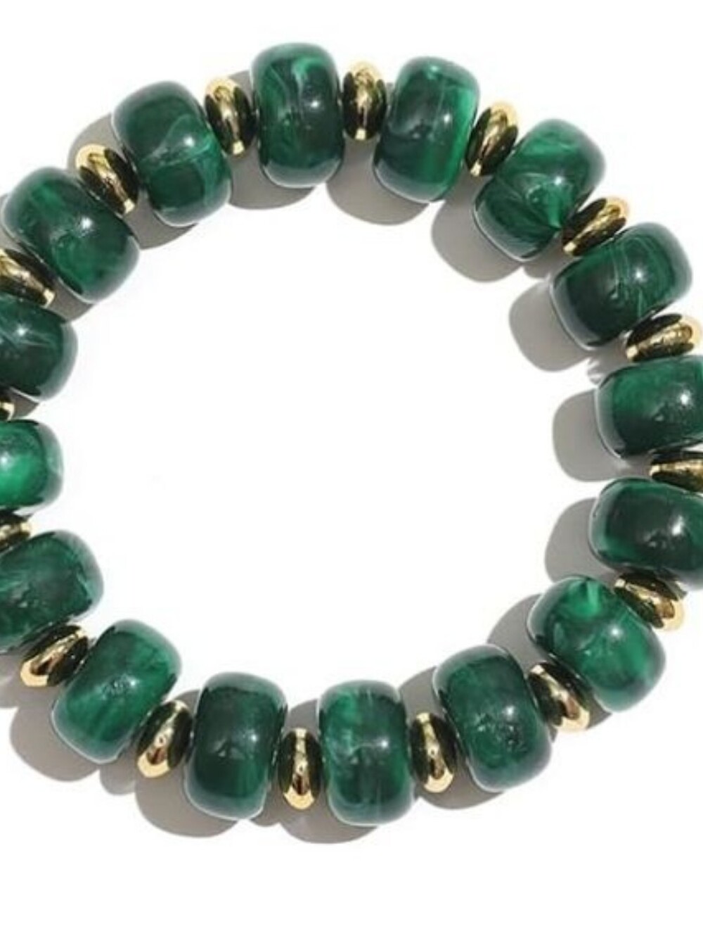 Statement Elastic Boho Resin  Bracelet, Green